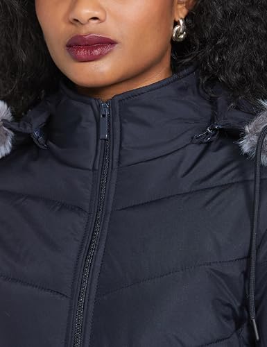 Image of Qube By Fort Collins Women's Medium-Length Bomber Jacket with Detachable Hood Stylish Winterwear for All-Day Comfort |Material: Nylon