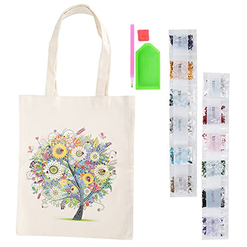 Bolso de Compras de la Pintura del Diamante de DIY, Bolso de Compras Reutilizable del Cuero de la Tela de la Bolsa de Asas de la Pintura del Diamante(BB002)