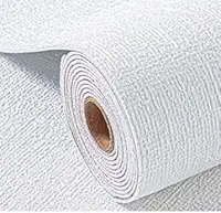 Papel De Parede Adesivo Textura Linho Cor Sólida - Acabamento Moderno e Minimalista, Autocolante para Escritório, Sala e Quarto(Branco,3Metros x 50cm-1.5m²)
