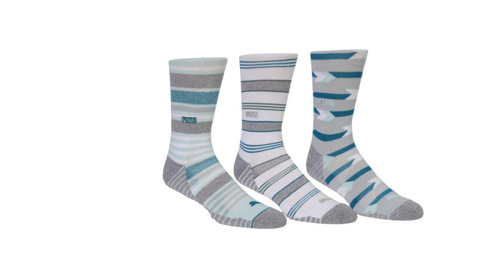 PUMA Golf 2021 Fusion Stripe Crew Sock 3 Pair Pack (Men's, Multi, 7-12)