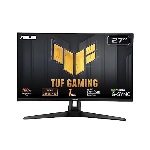 ASUS TUF Gaming VG27AQ3A Monitor Gaming 27” pollici, QHD (2560x1440), 180Hz, Fast IPS, Sincronizzazione ELMB, 1ms (GTG), FreeSync Premium, G-Sync, Overdrive variabile, 130% sRGB, Nero