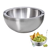 WYLFYJP Isolierte Salat- Und Dipschüssel Aus Edelstahl 304, Kühlung Und Wärmeerhaltung, Zweischichtige Temperaturkontrolle, 2 Wassereinspritzlöcher (Heiß-/Eiswasser), for Partys, Picknicks(70oz)