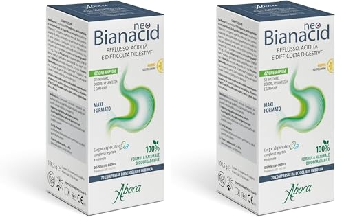 Aboca NeoBianacid 140 Compresse Limone - Acidità, Reflusso e Difficoltà Digestive (2 Confezioni da 70 Compresse Limone)