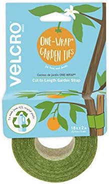 VELCRO Brand ONE-WRAP Ties | Tree and Plant Supports for Effective Growing | Strong Gardening Grips are Reusable and Adjustable | Cut-to-Length, 18 ft x 2 in, Green-Recycled Plastic