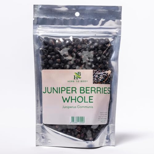 Herb To Body Juniper Berries Whole - Juniperus Communis, Aromatic Dried Juniper Berries for Cooking, Marinades, Sauces, Herbal Tea & Culinary Infusions, Resealable Pouch 4oz
