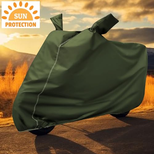 Image of Auto Hub Waterproof Bike Cover Compatible with TVS Apache RTR 160 Dustproof, UV Protection Two Wheeler Bike Apache 160 Cover - Green
