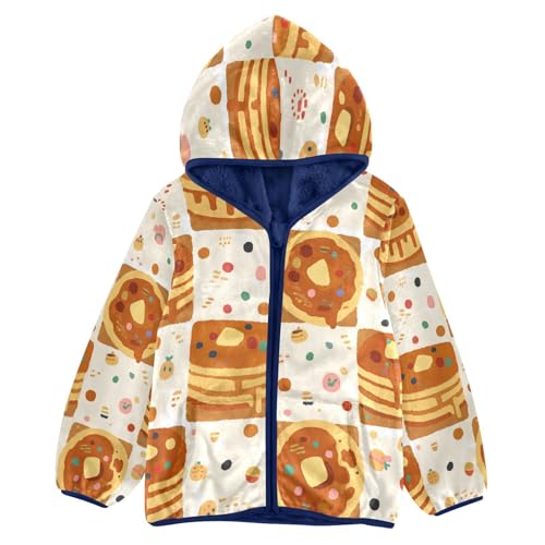 Pancakes and Donuts Pattern Design Toddler Fleece Jacket Girl Boys Hooded Fleece Jacket Coat W