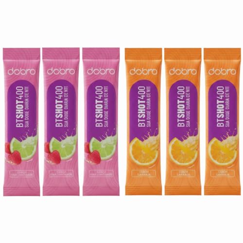 BT Shot 400 Stick, Suplemento de Nitrato de Beterraba em Pó, Sabores Laranja e Pink Lemonade, 6 Sachês Individuais, Ritual Diário de Saúde.
