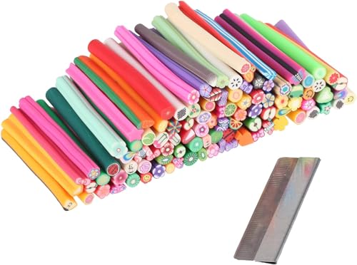 Beauty7 - Beauty7 Lot De 100 Bâton Cane Nail Art 3D Fimo Décorations Autocollantes Relief Polymere Canne Canes Cannes + Lame Offerte Pour Ongle Manucure