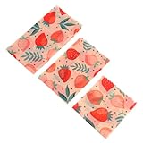 IMIKEYA Envoltorios de Cera de Abeja Reutilizables 3 Unidades Tela de Algodón Orgánico para Conservar Alimentos Preservación Ecológica de Frutas y Verduras Apto para Cocina y Hogar