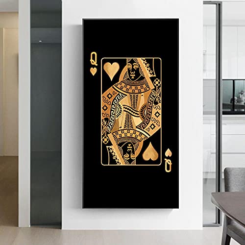 Cartes à jouer peintes sur toile pour un salon contemporain et élégant 70x140cm