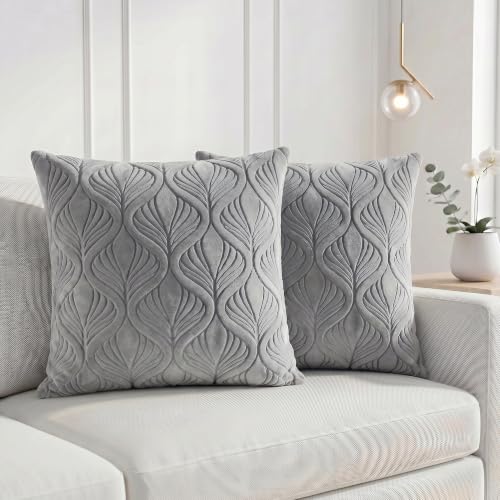 Image of Yellow Weaves Jacquard Cushion Covers | Sofa Cushion Covers | Throw Pillow Cover for Sofa, Couch, Living Room| Removable & Washable | 16x16 Inches, Set of 2 (Grey)