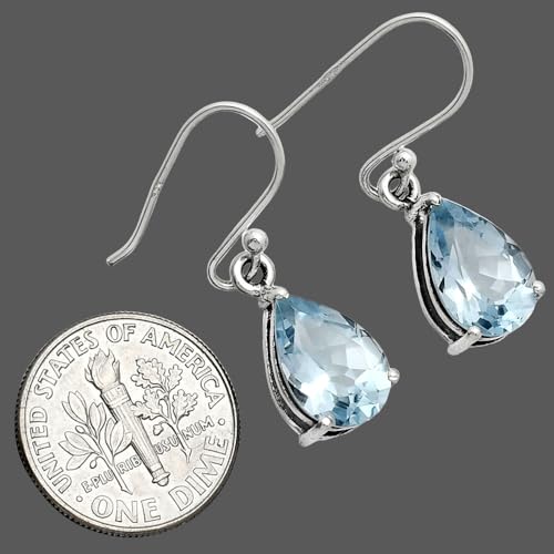 Natural Gemstones Pear Shape 925 Sterling Silver Earrings Jewelry E-1021 AGE10013