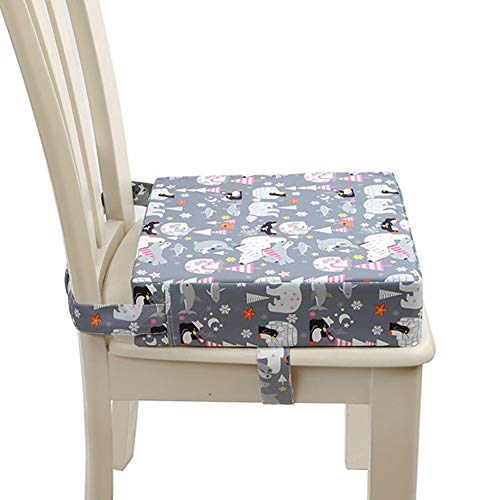 Coussin Rehausseur Chaise Enfant Portable Réhausseur Coussin De Siège, Fansu Enfants Eponge Confortable Coussins avec Longue Sangle pour Siège Chaises Hautes Chaises de Jardin (32x32x8cm,Pingouin)