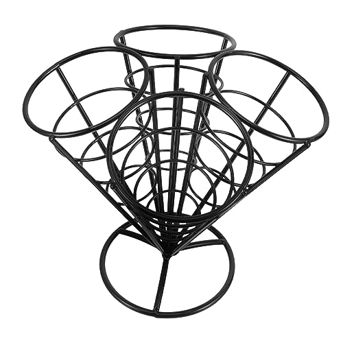 Garneck Appetizer Display Stand French Fries Cone Cups Fish Chips Basket Holder Stainless Steel Snack Storage Holder Black