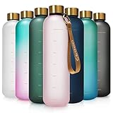 Opard 27oz/32oz Motivational Water Bottle with Time Marker to Drink, Reusable Plastic Bottle with BPA Free Tritan for Gym and Sports