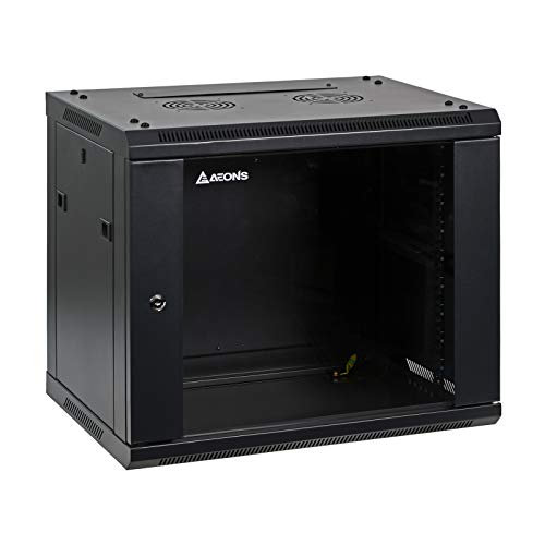 9U Professional Wall Mount Network Server Cabinet Enclosure 19-Inch Server Network Rack 16-Inches Deep Black