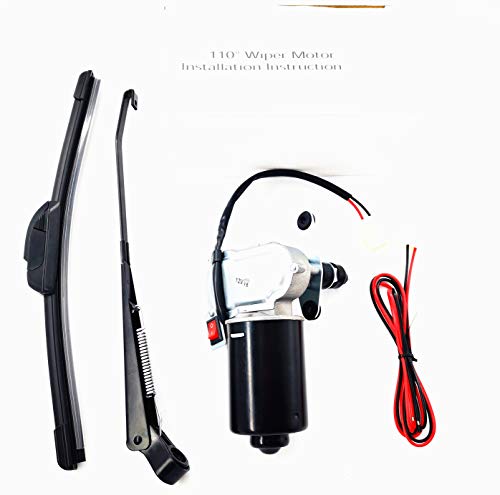Image of 12V Electric UTV Windshield Wiper Motor Kit Fits Polaris Ranger RZR Kawasaki Honda Pioneer Golf Cart Agriculture Vehicle,110 Degree Swing Motor Wipers