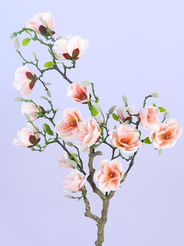 Image of ARICK DECOR 4Ft Artificial Pink Magnolia Flower Tree in Pot, 4ft Realistic Faux Lush Pink Silk Blossom Plant, Peacock Shaped Floor Decor for Home, Office & Balcony