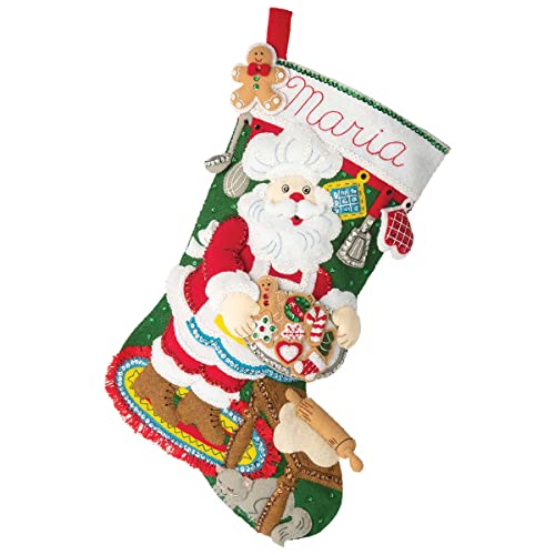 Bucilla Felt Applique 18" Stocking Making Kit, Gingerbread Santa, Perfect for DIY Arts and Crafts, 89312E by Bucilla - Used condition - US$19.10