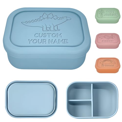 Ucfzmt Custom Silicone Lunch Box with Engraved Name Logo Personalized Bento Lunch Box for Adult Women Men for Work Travel Outdoor Meals