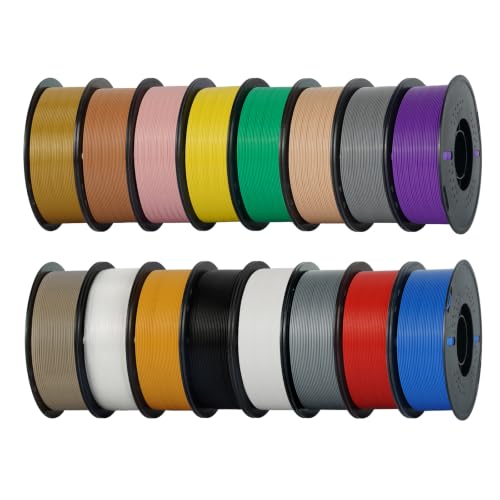 Image of Kingroon PLA 3D Printer Filament Bundle, 16 Rolls, Dimensional Accuracy + /- 0.02 mm, 16kg Spool(35.2lbs), 1.75 mm 16 Colors