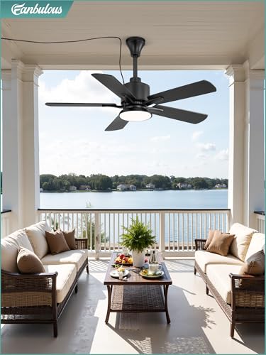 Fanbulous 42" Outdoor Ceiling Fans with Light for Patios, IP65 Waterproof Gazebo Fan, Plug in Ceiling Fan with Remote, 3CCT 6-Speed Black Ceiling Fan with Hanging Hook for Porch, Pergola,Canopy - Image 9