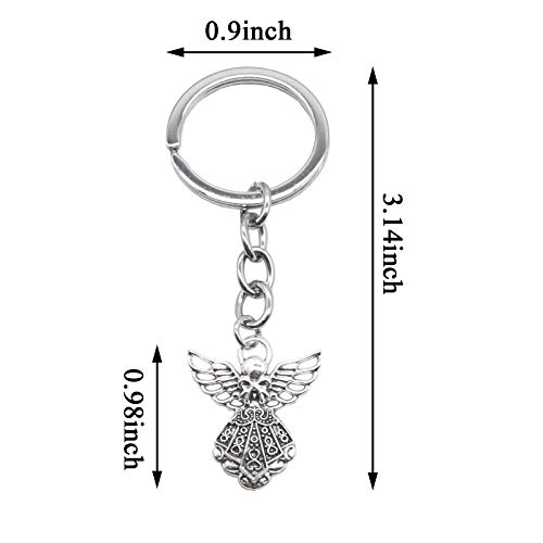 Yoohua 50Pcs 3.14Inch Angel Keychain Angel Pendant Keychain Key Ring Silver Tone Guardian Angel Charm Keychain Key Ring #TOP1