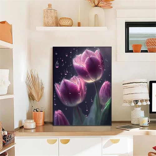 Broderie diamant tulipes 5D pour vaincre l'ennui et le stress via un grand kit complet de peinture