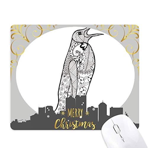 Tapis de souris pingouin avec dessin artistique de Noël et base en caoutchouc
