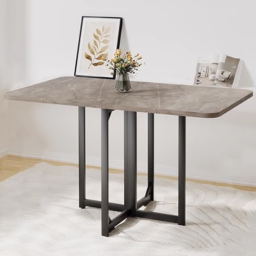 Moderna mesa de comedor plegable, diseño de hojas extensibles, mesa expandible multifuncional con patas ajustables, marco de acero al carbono para cocina, dormitorio, sala de estar