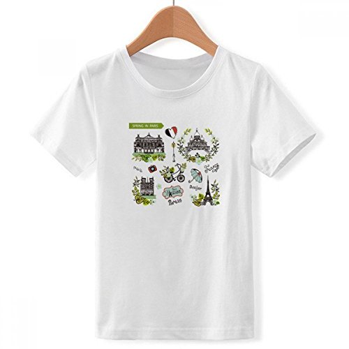 T-shirt blanc Tour Eiffel Paris France en coton pour garçon