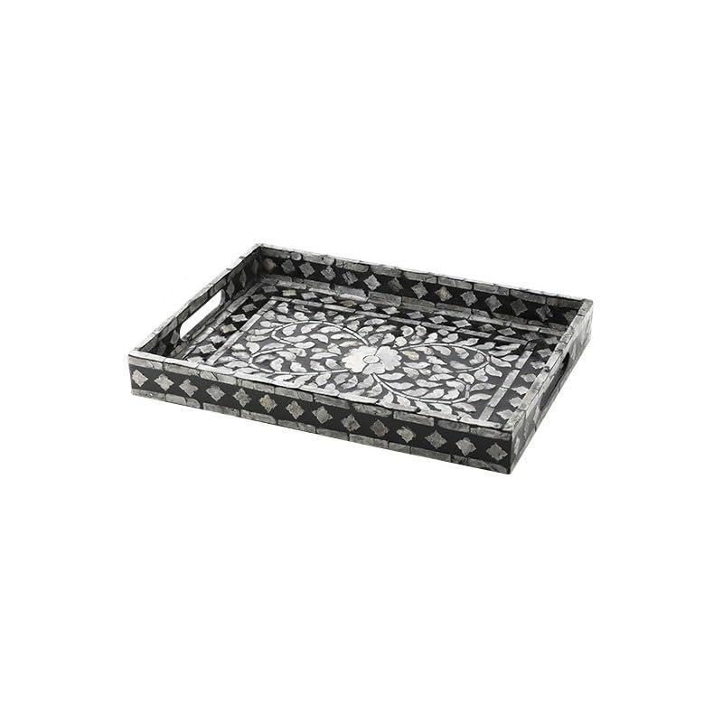 Bandeja Para Servir Bandeja decorativa Retro francesa for frutas, bandeja de concha Natural, bandeja de té Rectangular, bandeja de almacenamiento de escritorio for el hogar Bandeja de Mesa de Centro(S