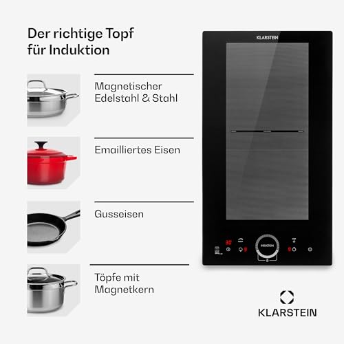 Foto von Klarstein Induktionskochfeld, Glaskeramik Kochfeld, Induktionskochfeld mit 4 Platten, mit Touch-Display, Digitalanzeige und Timer-Funktion, Schnelles Aufheizen, 3500 Watt