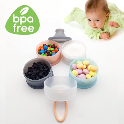 Image of Plastic Baby Formula Container Dispenser On The Go, 5 Compartments Stackable Formula Container For Travel, Baby Milk Powder Kids Snack, Bpa Free Non-Spill Milk Powder Box (ORANGE)