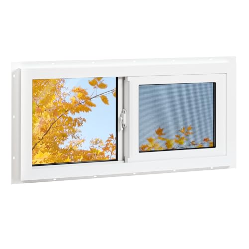 NOTASA Vinyl Basement Window, 32' x 14' Bathroom Sliding Window...