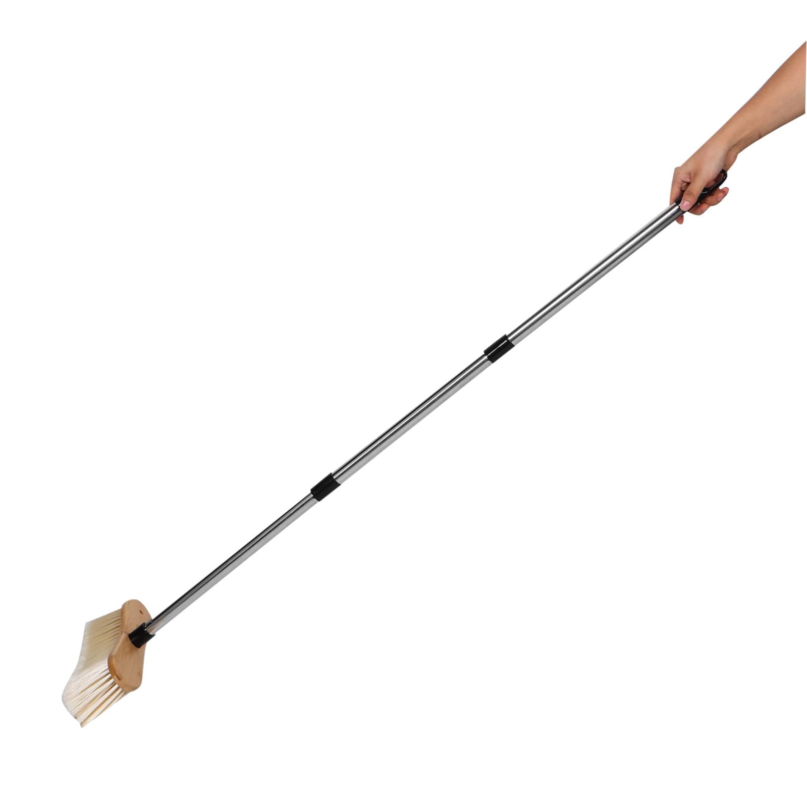 COLLBATH Scopa Giardino in bambù e Acciaio con Setole Rigide Manico Ergonomico e Durevole Scopa Pesante per Esterni Pulizia Patio e Eco-sostenibile