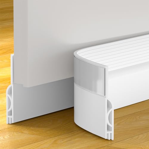 Image of Door Draft Stopper, Door Sweep for Bottom of Door, Weather Stripping Door Seal Gap Filler Bottom Blocker Soundproof Cold Air Insulation Save Energy Installs Quickly and Easily (White, 39'')