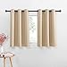 NICETOWN Small Windows Room Darkening Valances - Functional Thermal Insulated Window Treatment Curtains/Drapes (Biscotti Beige, 2 Panels, 42W by 36L + 1.2 inches Header)