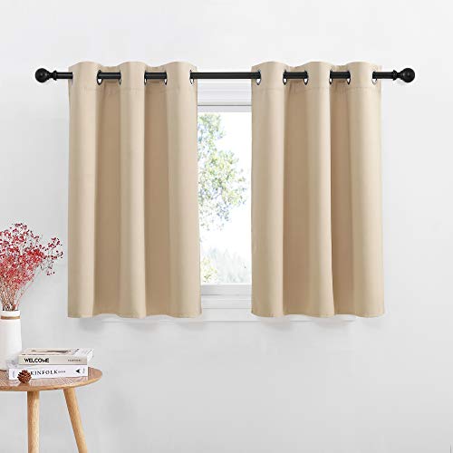 NICETOWN Small Kitchen Windows Curtains - Blackout Functional Thermal Insulated Window Treatment Curtains/Drapes, Home Christmas Decoration (Biscotti