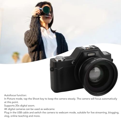Câmera Digital 4K HD para Fotografia Com Foco Automático, Câmera de Vlogging Com Tela de 58 MP e 2,8
