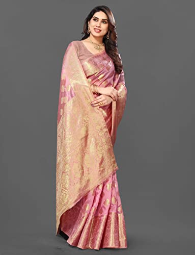 C J Enterprise Women's Banarasi Organza Silk Saree Pure Kanjivaram Silk Saree With Blouse Piece (paithani Organza Mogra) - Image 4