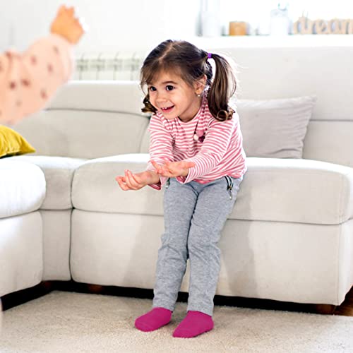 Image of JAKIDAR 12 Pack Baby Socks Cotton Crew Toddler Socks Grips Non Slip Bottom Kids Socks