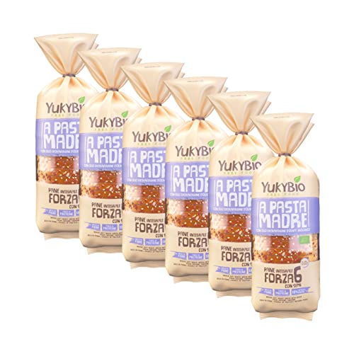 YukyBio, Pan de Molde 'Forza 6', Pan Órganico con Levadura de Masa Madre y Semillas, con Aceite de Oliva Virgen Extra, Fuente de Fibras y Proteínass, 100% Made in Italy, 400 g