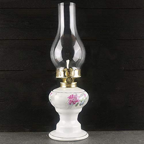DULG Antike Kerosinlampe Keramik Lampe Körper mit winddichten Glasabdeckung Traditionelle industrielle Öl Notlicht Indoor Klassische Amerikanische Öllampe Retro Nostalgie Öllampe Notlicht Cover