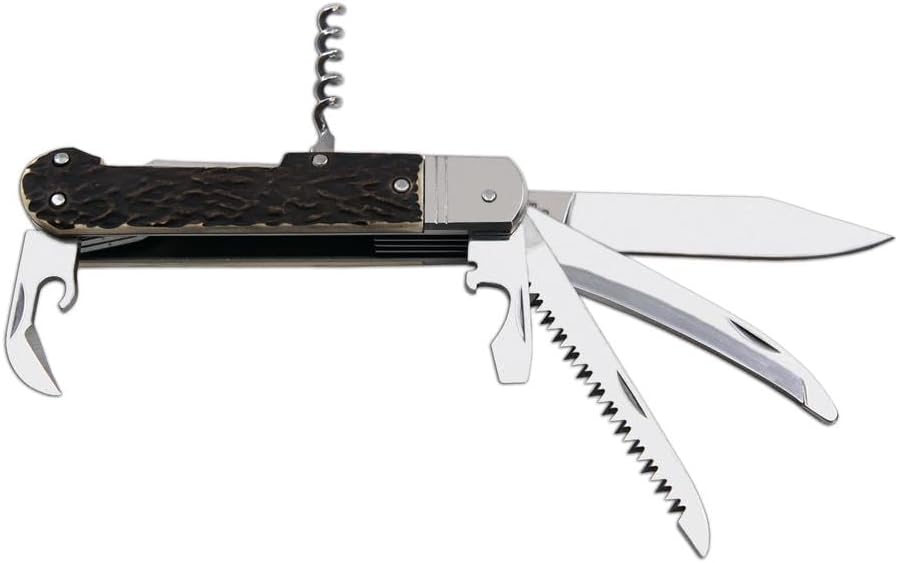 Mikov Hunting Knife FIXIR 232-XH-6V 6-in-1 Multi-Tool Featuring Premium 440A Steel, Double- Tooth wood Saw & Faux Stag Antler Handle