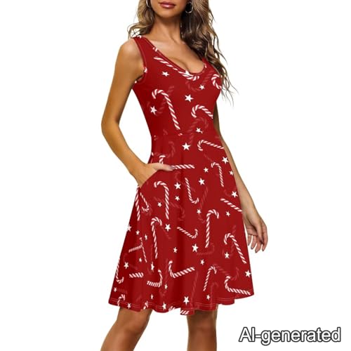 Image of Renewold Women's Sleeveless Tank Dress with Pockets, Casual Scoop Neck A-Line Sundress for Summer, Travel and Vacation