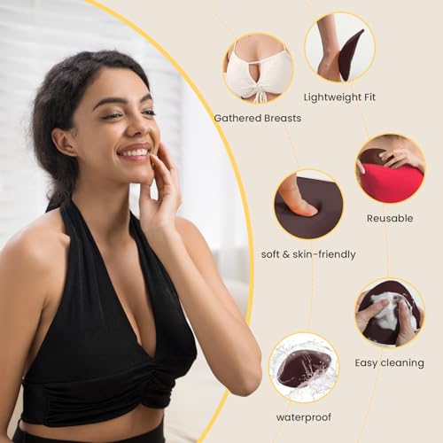 Image of Double Sided Sticky Bra Inserts Reusable Ultra Push Up Lift Self Adhesive Bra Pads for Bikini Swimsuit Strapless Dress