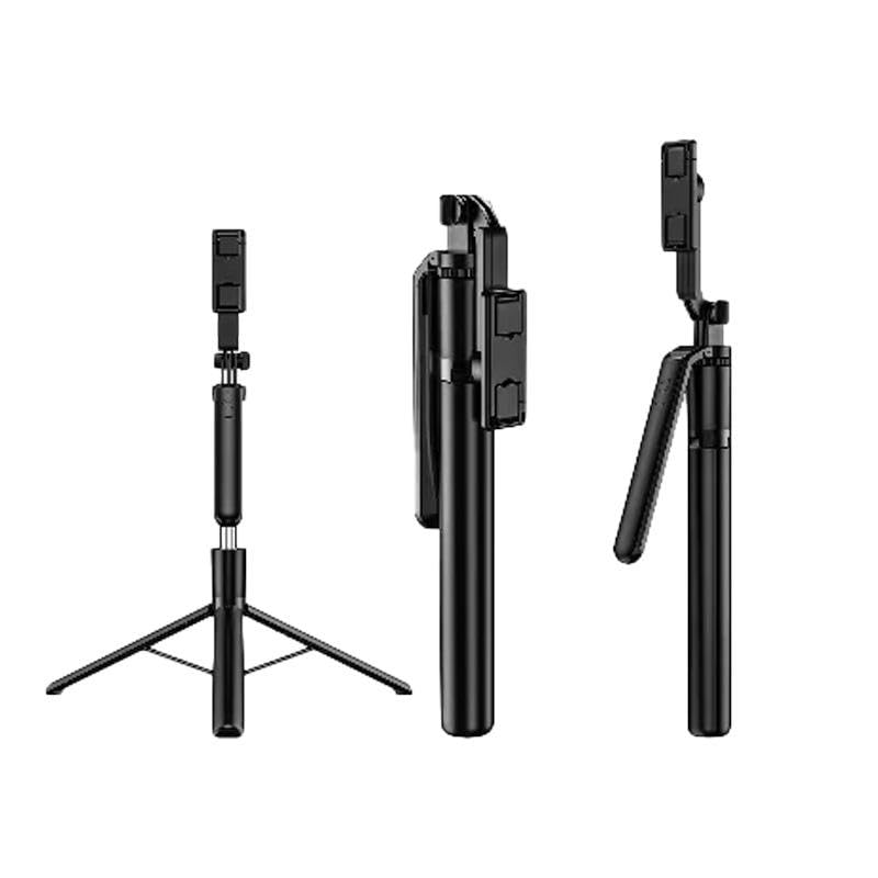 Image of SooPii Bluetooth Selfie Stick Tripod with Wireless Remote, 4-in-1 Extendable Foldable Portable Phone Tripod Stand, Adjustable Lightweight Mobile Holder for iPhone & Android Smartphones (Black)