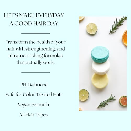 Solid Shampoo Bar, Made With Natural & Organic Ingredients, Sulfate-Free, Cruelty-Free & Vegan 3 Ounce Bar (Rosemary & Peppermint)